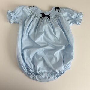 Light Blue Romper with Embroidery 2T
